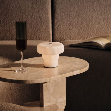 Lampe sans fil rechargeable Ripple LED verre blanc / H 10 cm - Ferm Living