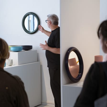 Miroir mural Duplum céramique rose / Ø 48,3 cm - raawii