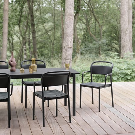 Linear Rectangular table metal black / Steel - 220 x 90 cm - Muuto