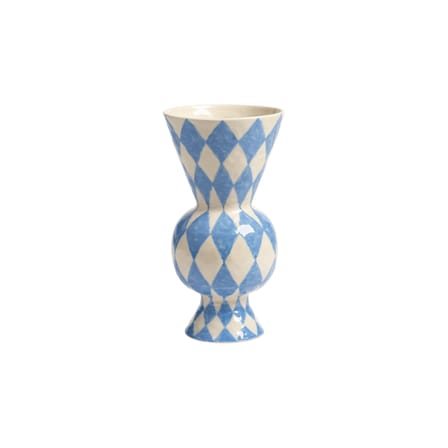 Vase Rhombic céramique bleu / Ø 16 x H 29,5 cm - Peint à la main - & klevering