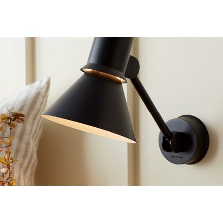 Applique Type 80 W2 métal noir / Bras articulé - Branchement mural - Anglepoise