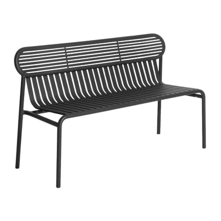 Bank mit Rückenlehne Week-End metall schwarz / Aluminium - L 121 cm - Petite Friture