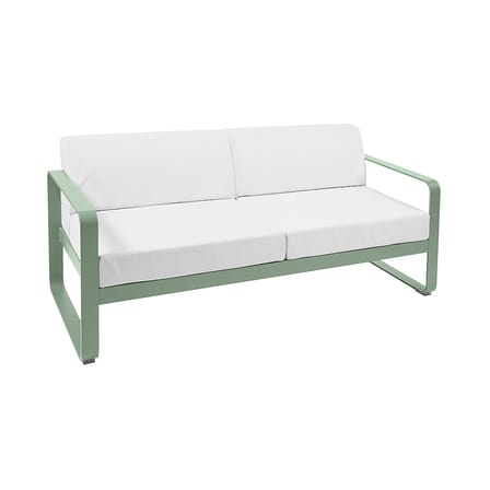 Canapé de jardin 2 places Bellevie métal tissu vert / L 160 cm - Tissu blanc grisé - Fermob