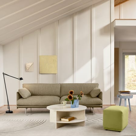 Canapé droit Outline Soft tissu vert / 3 places - L 220 cm - Muuto