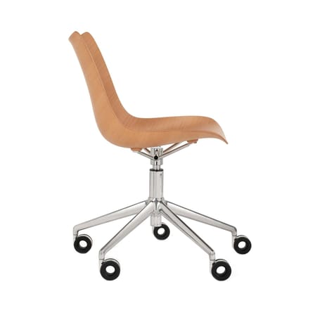 Chaise à roulettes P/Wood bois naturel /  Hauteur réglable - Kartell