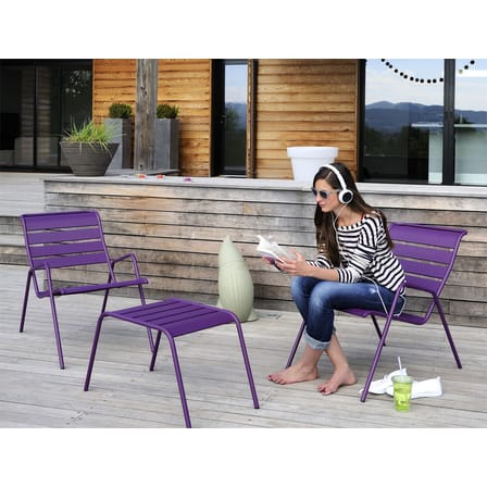Fauteuil bas Monceau métal vert / Empilable - Fermob