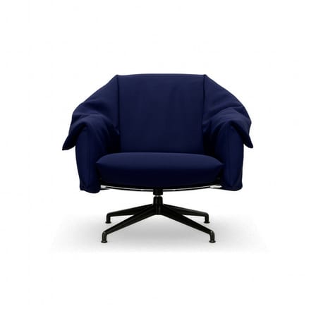 Fauteuil pivotant Bascule Lowback tissu bleu / Mécanisme d’inclinaison - Piètement 4 branches - Vitra