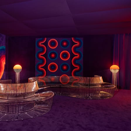 Lampadaire Wire métal orange / H 120 cm - Verner Panton, 1972 - Verpan