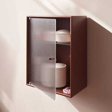 Armoire murale salle de bains Ripple bois jaune / L 35,4 x P 20 x H 46,8 cm - Verre ondulé - MONTANA