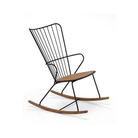 Rocking chair Paon métal noir bois naturel / bambou - Houe