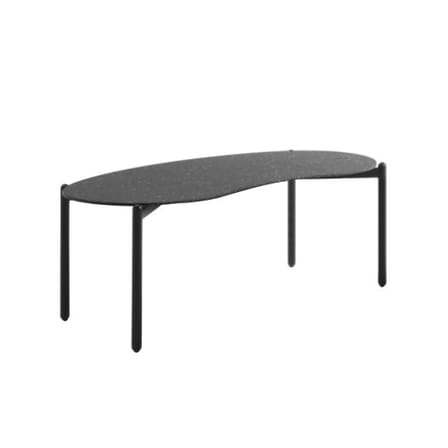 Table basse Undique céramique noir / 119 x 59 cm x H 44 cm - Grès effet terrazzo / Seconde vie - Kartell