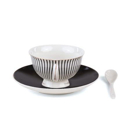 Tasse à thé Guiltless - Minerva céramique noir / Avec soucoupe & cuillère - Image érotique au fond de la tasse - Seletti