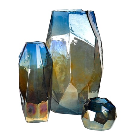 Vase Graphic Luster Large verre multicolore bleu or / H 40 cm - Verre irisé - POLSPOTTEN