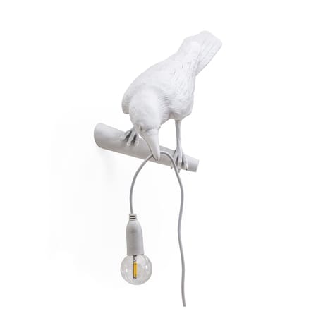 Bird Looking Wall light with plug plastic material white / Wall - Perched raven - Seletti