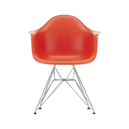 RE DAR - Eames Plastic Armchair Armchair plastic material red / (1950) - Chrome legs / Recycled - Vitra