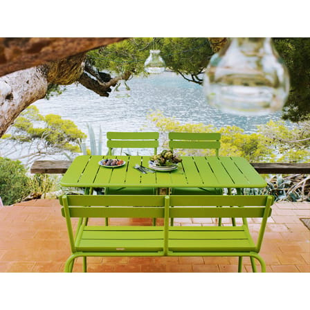 Banc avec dossier Luxembourg métal vert / 3 places - L 118 cm - Fermob