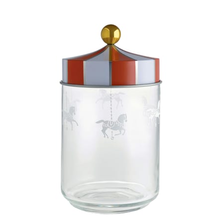 Bocal hermétique Circus métal verre rouge blanc transparent / 100 cl - Alessi