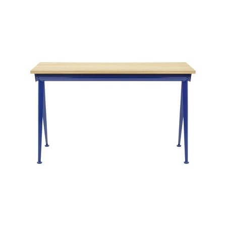 Bureau Compas Direction métal bleu bois naturel / Jean Prouvé, 1953 - L 125 cm - Vitra