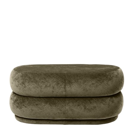 Pouf Oval Medium tessuto marrone verde grigio / 87 x 47,5 - Velluto - Ferm Living