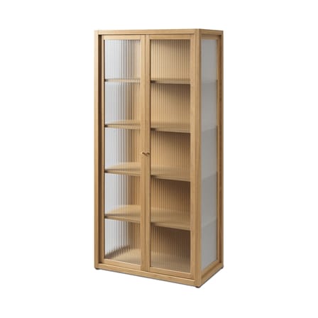 Vaisselier Reed bois naturel / Vitrine - L 70 x H 155 - Verre cannelé - Ferm Living
