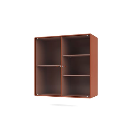 Rangement mural Ripple II bois orange / Vitrine - L 69.6 x P 30 x H 69,6 cm / Verre ondulé - MONTANA