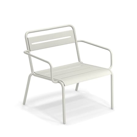 Fauteuil bas empilable Star métal blanc / L 73,8 - Emu