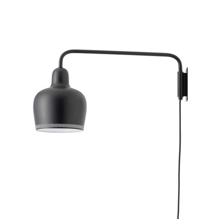 Wandleuchte mit Stromkabel Golden Bell A330S metall schwarz / Alvar Aalto, 1937 - Schwenkarm - ARTEK