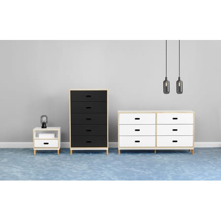 Kabino Chest of drawers metal white natural wood L 74 x H 127 cm / 5 drawers - Normann Copenhagen
