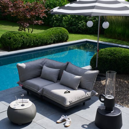 Divano da giardino a 2 posti Paletti set tessuto marrone / Bracciolo sinistro - L 190 cm - Fatboy