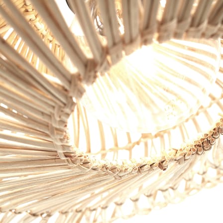 Plafonnier Zanzibar fibre végétale bois blanc / rotin / Ø 55 cm - GOOD&MOJO