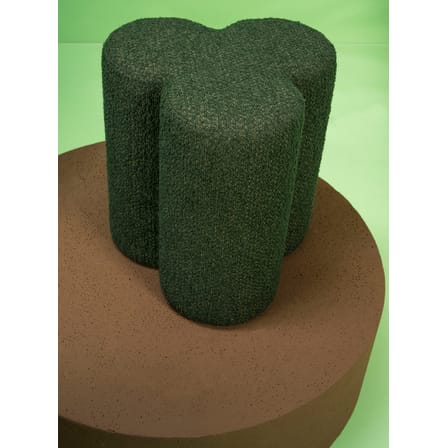 Pouf Clover tissu vert / Tissu bouclette - POLSPOTTEN