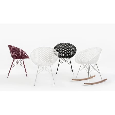 Rocking chair Smatrik plastique transparent / Patins bois - Kartell