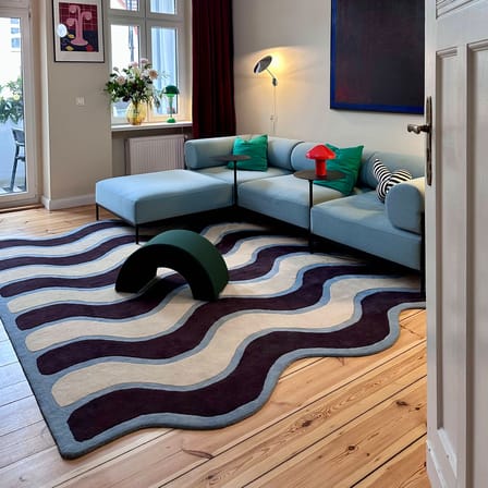Waves Rug textile multicoloured / 200 x 200 cm - Hand-tufted - COLORTHERAPIS