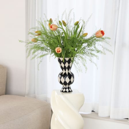 Rhombic Vase ceramic black / Ø 16 x H 29.5 cm - Hand-painted - & klevering