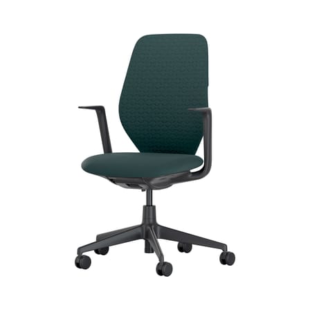 Fauteuil à roulettes ACX Soft tissu vert / Dossier tricot rembourré - Vitra