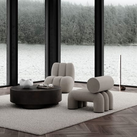 Fauteuil rembourré Foku tissu beige - 101 COPENHAGEN