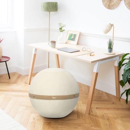 Pouf Côtelé Regular blanc / Ergonomique - Ø 55 cm / Velours côtelé - BLOON PARIS