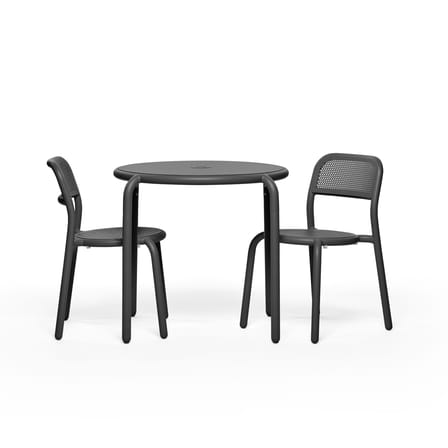 Toní Bistreau Round table metal black / Ø 80 cm - Hole for parasol + removable candle holder - Fatboy