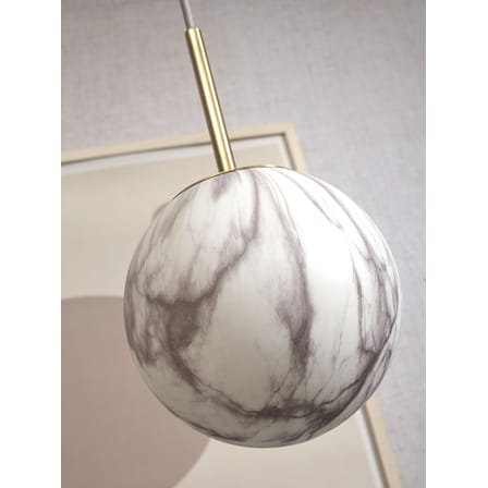 Suspension Carrara verre blanc or / Ø 16 cm - Verre effet marbre - It's about Romi