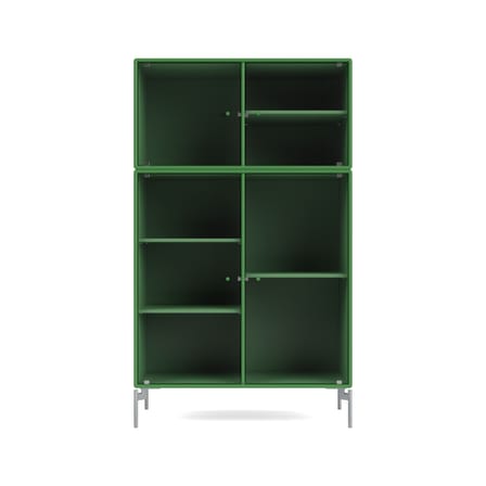 Vaisselier Ripple III bois vert / Vitrine - L 69,6 x P 38 x H 105 cm / Verre ondulé - MONTANA