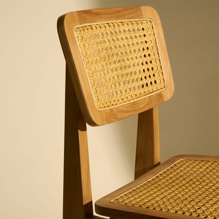 Chaise C-Chair OUTDOOR / Cannage & teck - Réédition 1947 - Gubi
