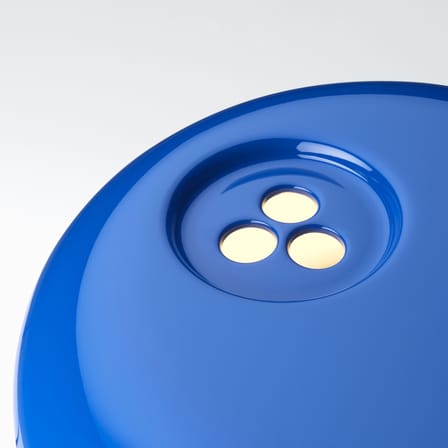 Lampe de table Snoopy métal bleu / Base marbre - Castiglioni, 1967 - Flos