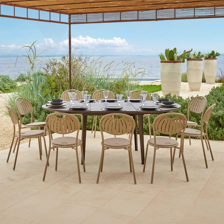Table ronde Plus4 métal noir / L 138-198 cm - 6 à 10 personnes - Emu