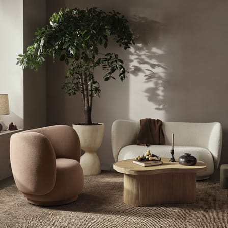 Table basse Isola fibre végétale bois naturel / 100 x 70 x H 40 cm - Rotin - Ferm Living