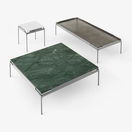 Table basse Sett LN13 marbre vert / 100 x 100 x H 34 cm - &tradition