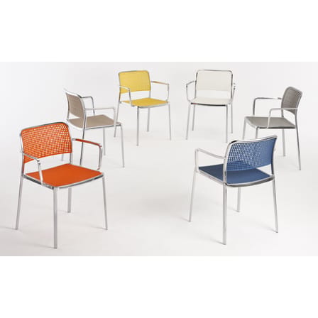 Fauteuil empilable Audrey plastique blanc / Structure aluminium poli / Seconde vie - Kartell