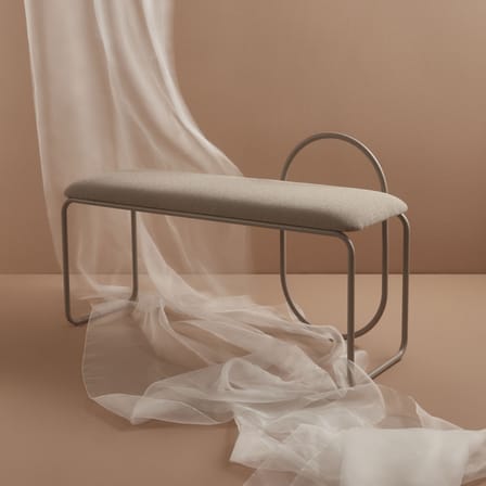 Banc rembourré Angui tissu beige / Polyester recyclé - L 110 cm - AYTM