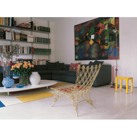 Fauteuil Knotted chair plastique tissu beige / Marcel Wanders, 1996 - Corde recouverte de résine - Cappellini