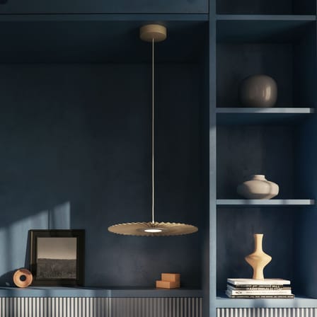 Suspension Carmen Small tissu beige / LED - Ø 50 cm - Hartô