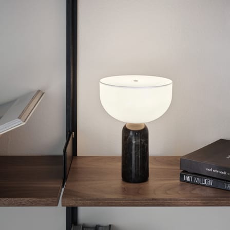 Kizu LED Wireless rechargeable lamp stone black / Marble base - H 24 cm - NEW WORKS